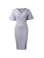 Elegant Lantern Sleeve Midi Dress