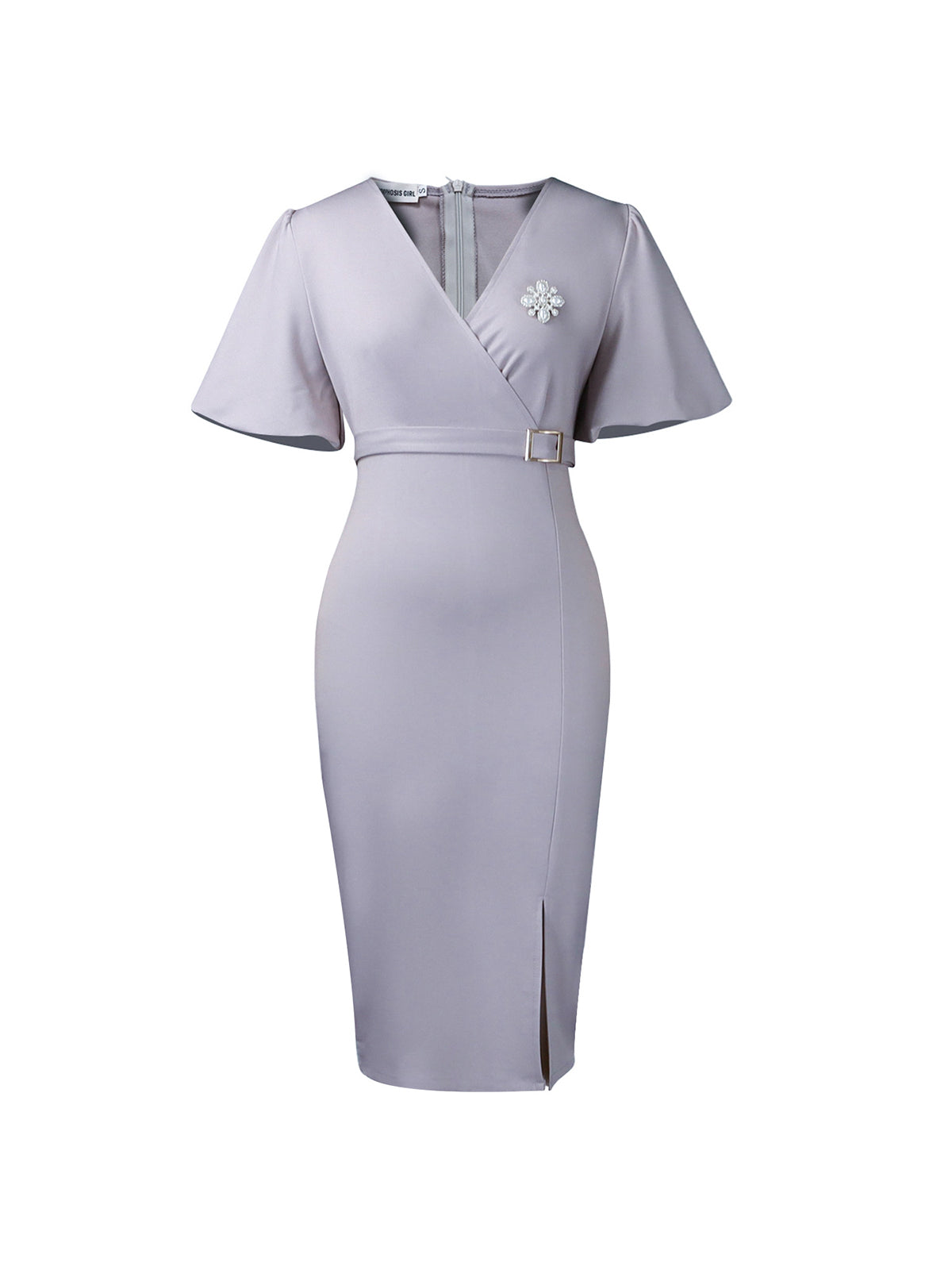 Elegant Lantern Sleeve Midi Dress