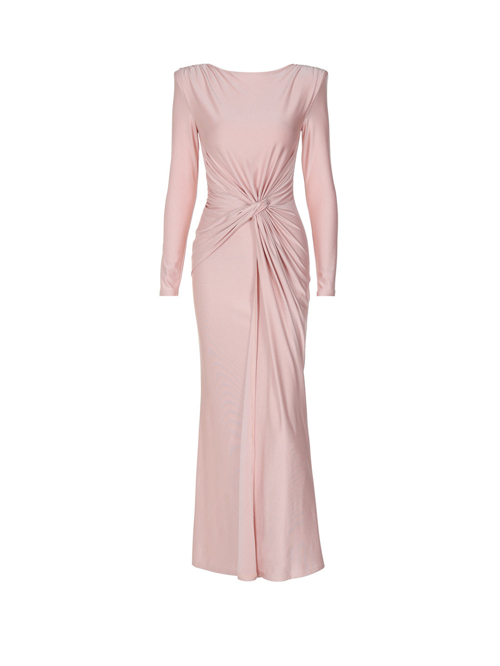 Elegant Waist Twist Ruched Evening Maxi Dress