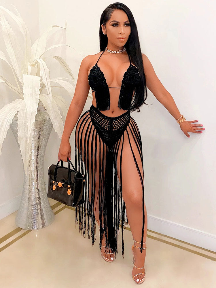 Trajes de baño ahuecados con borlas de dos piezas