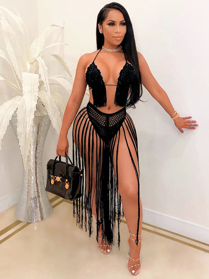 Trajes de baño ahuecados con borlas de dos piezas