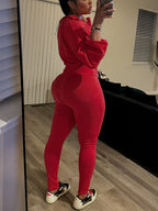 2 Piece Zip Up Crop Jacket  Pants Sets