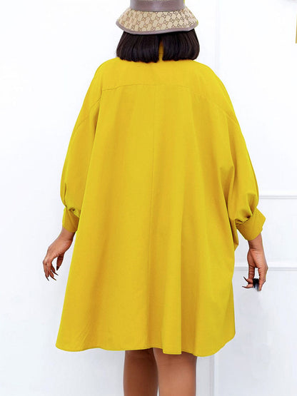 Long Sleeves Button Loose Mini Shirt Dress