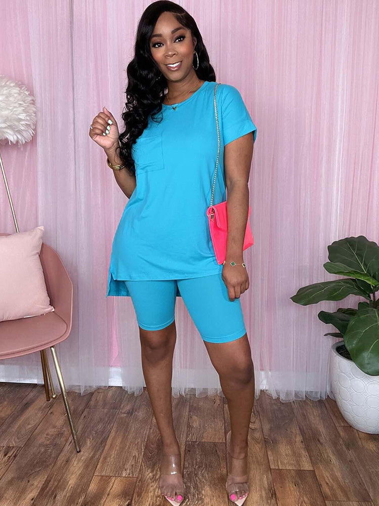 Two Piece Short Sleeve + Skinny Long Pants Set