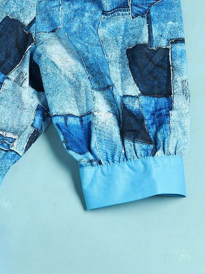 Mesh Patchwork Shirt Dress