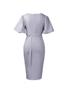 Elegant Lantern Sleeve Midi Dress