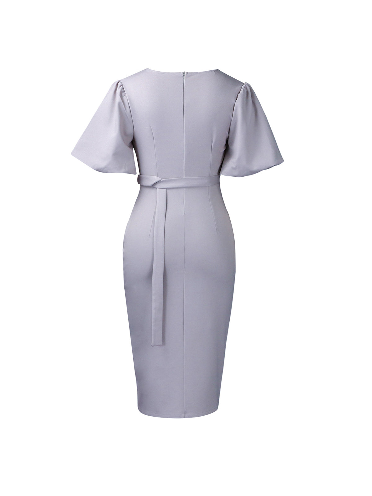 Elegant Lantern Sleeve Midi Dress