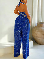 Polka Dot Halter Fringe Pants Set