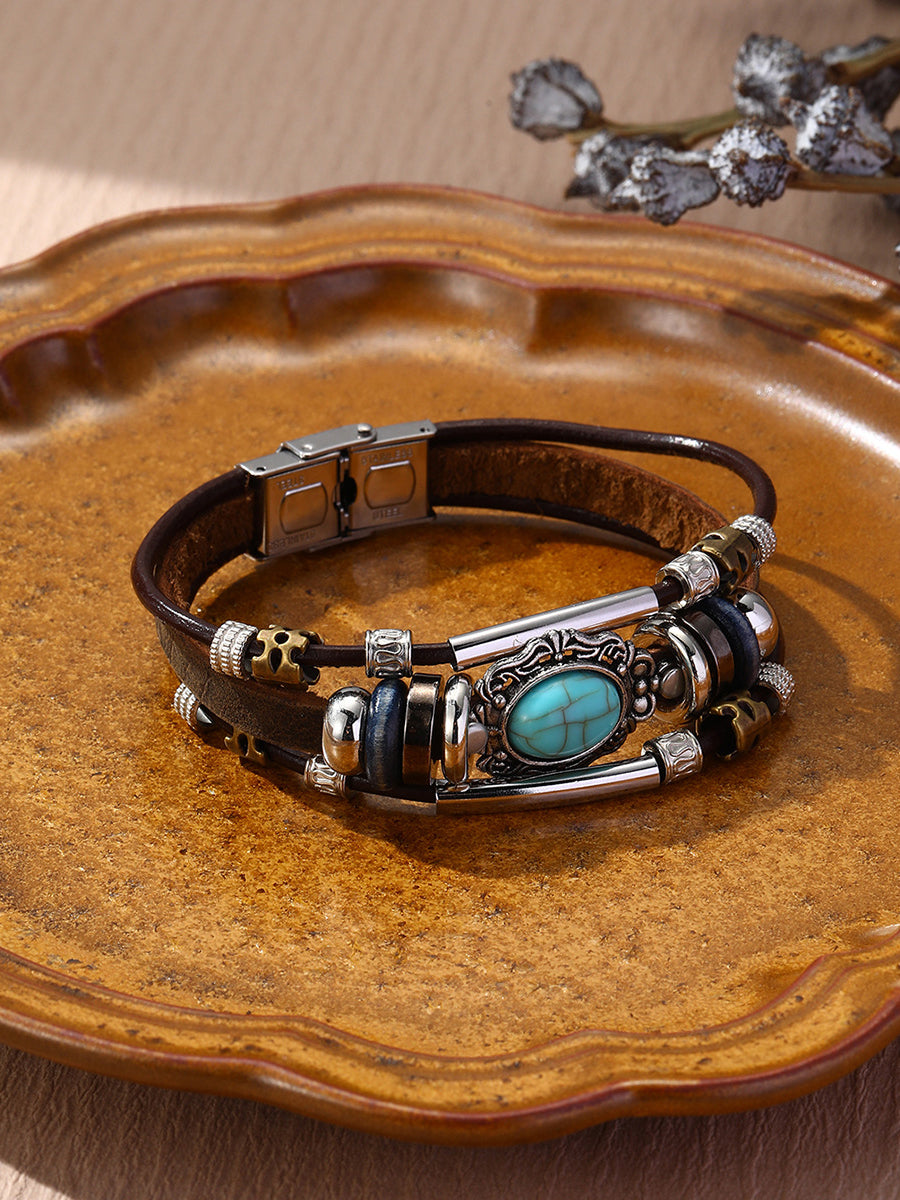 Bohemian Turquoise Earring Bracelet Necklace Sets