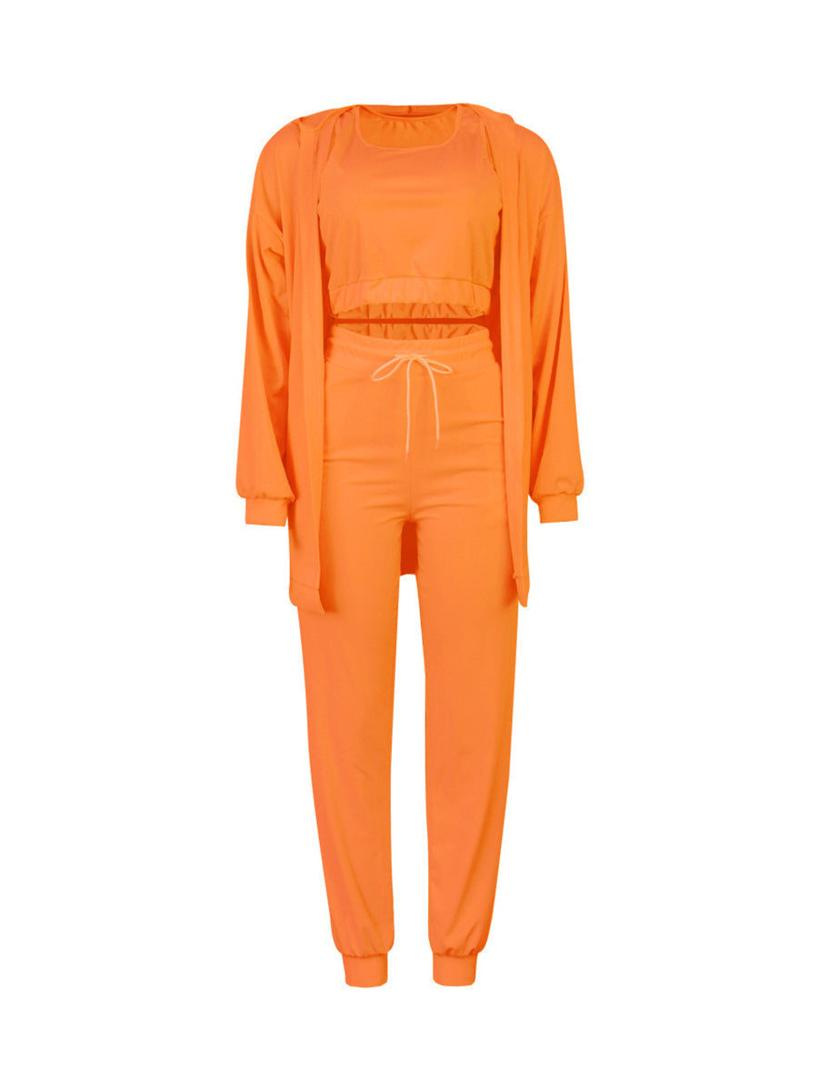 Three Piece Crop Top Jacket Jogger Set