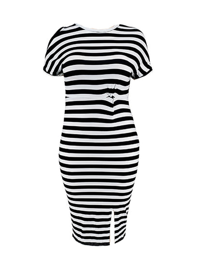 Plus Size Striped Dress with Pockets