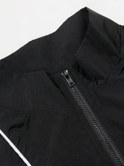 Sporty Patchwork Top Shorts Set