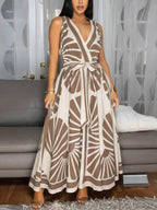 Boho Print Cross Back Maxi Dress