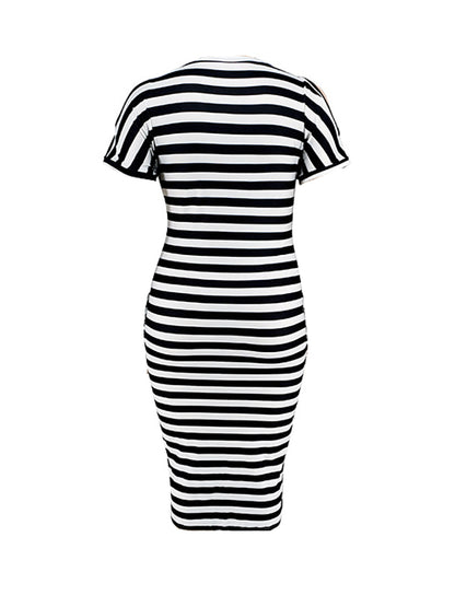 Plus Size Striped Dress with Pockets