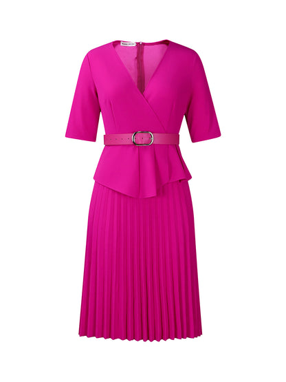 Belted Blazer Pleated Midi Dress