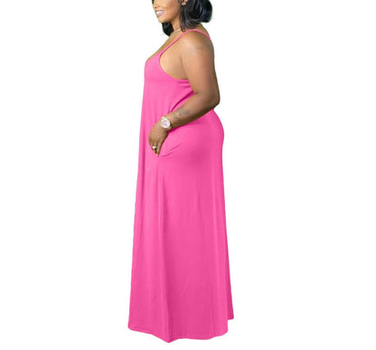 Plus Size Strap Maxi Dress With Pockets