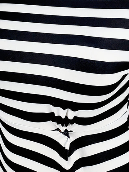 Plus Size Striped Dress with Pockets