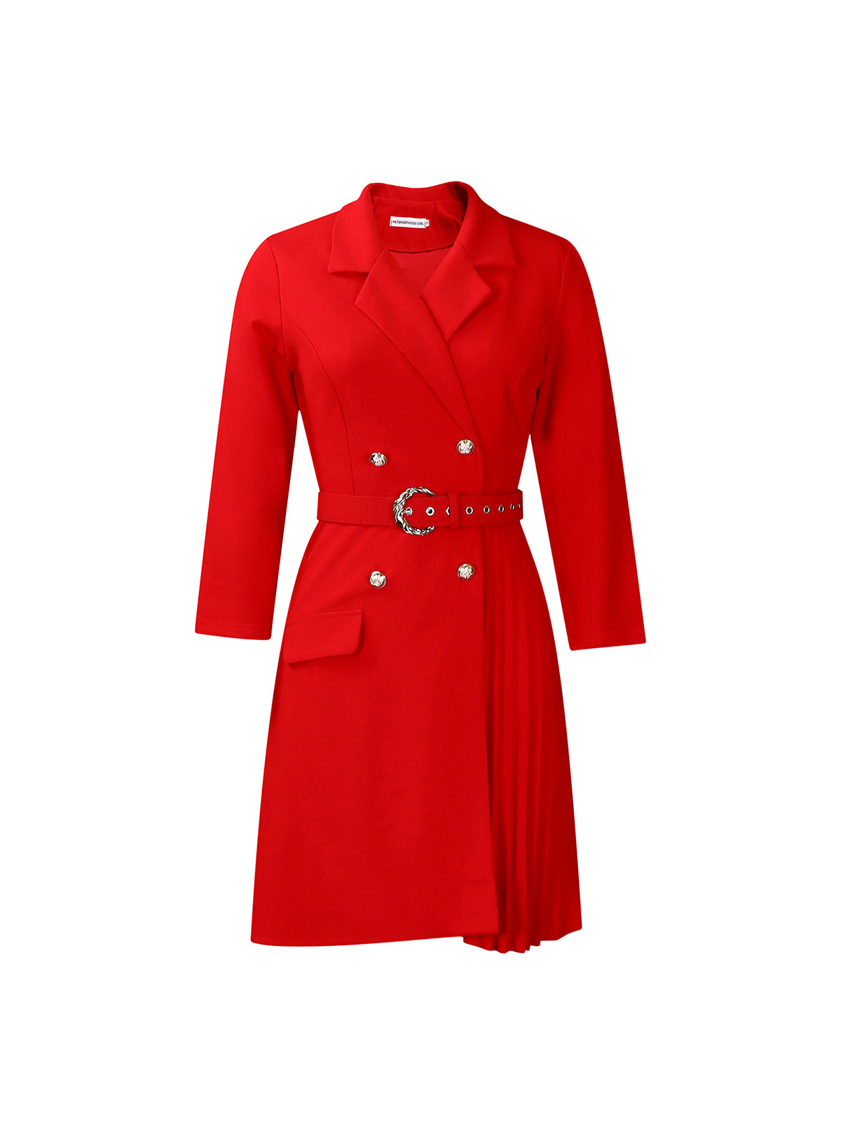 Belted Blazer Pleated Midi Dress