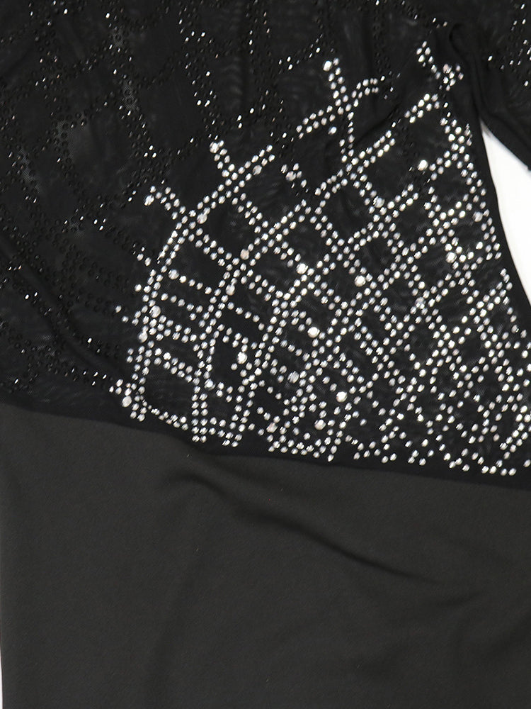 Rhinestone Mesh Maxi Split Dress
