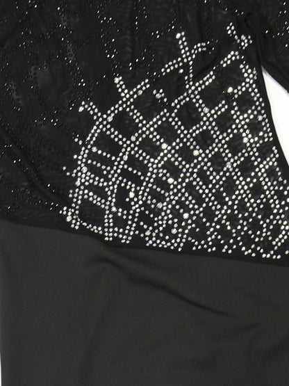 Rhinestone Mesh Maxi Split Dress