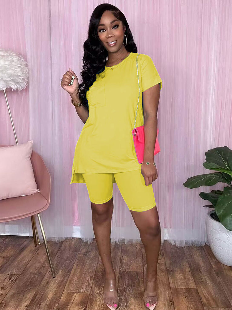 Two Piece Short Sleeve + Skinny Long Pants Set