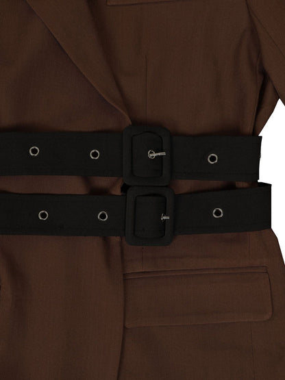 Belted Button Blazer Jacket