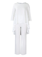 Asymmetric Hem Top Wide Leg Pants Set