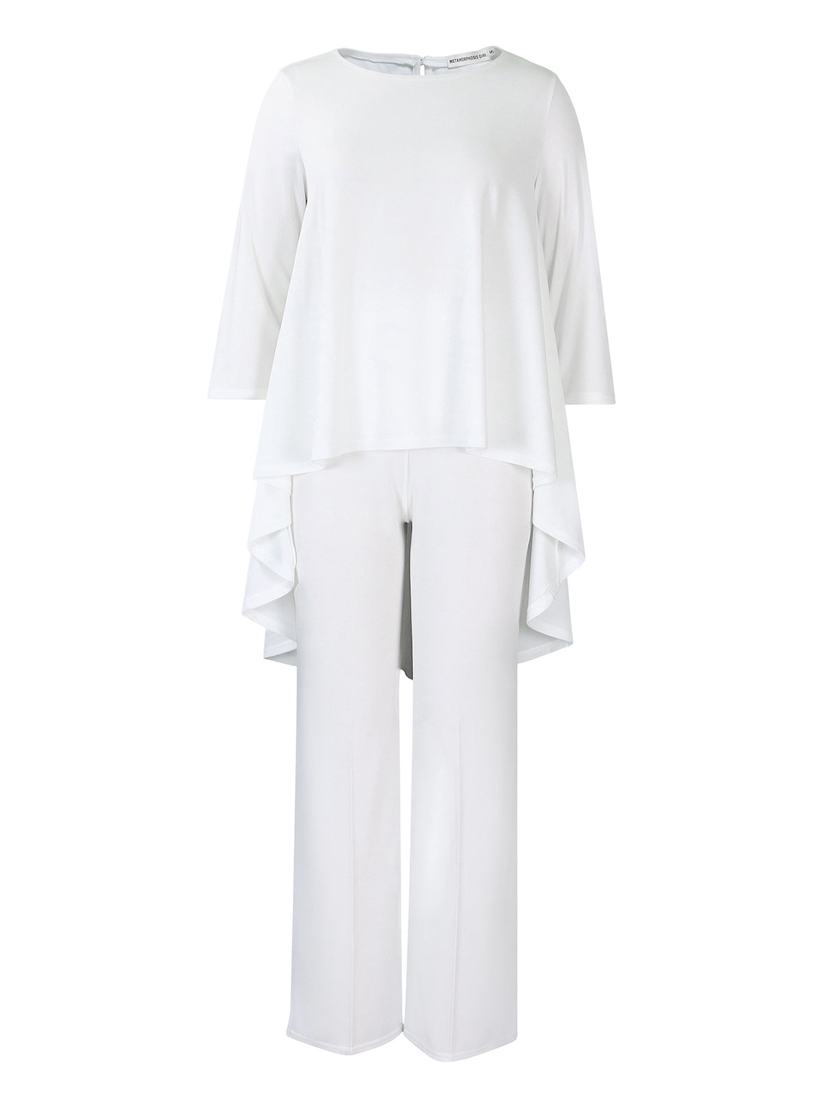 Asymmetric Hem Top Wide Leg Pants Set