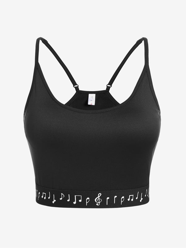 Plus Size Notes Printed Solid Crop Top