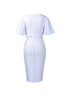 Elegant Lantern Sleeve Midi Dress