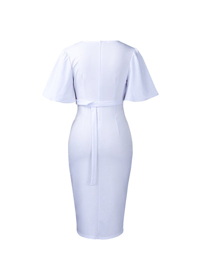 Elegant Lantern Sleeve Midi Dress