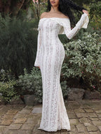 Off Shoulder Lace Maxi Dress