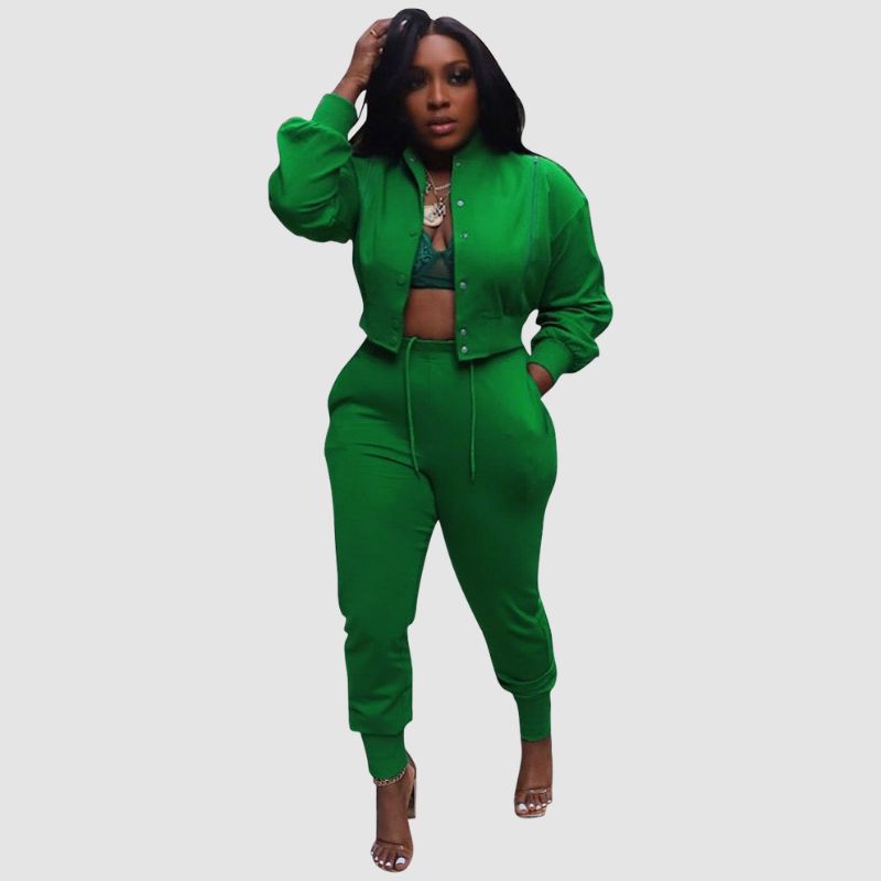 Conjunto de pantalón con cordón y top ahuecado con solapa