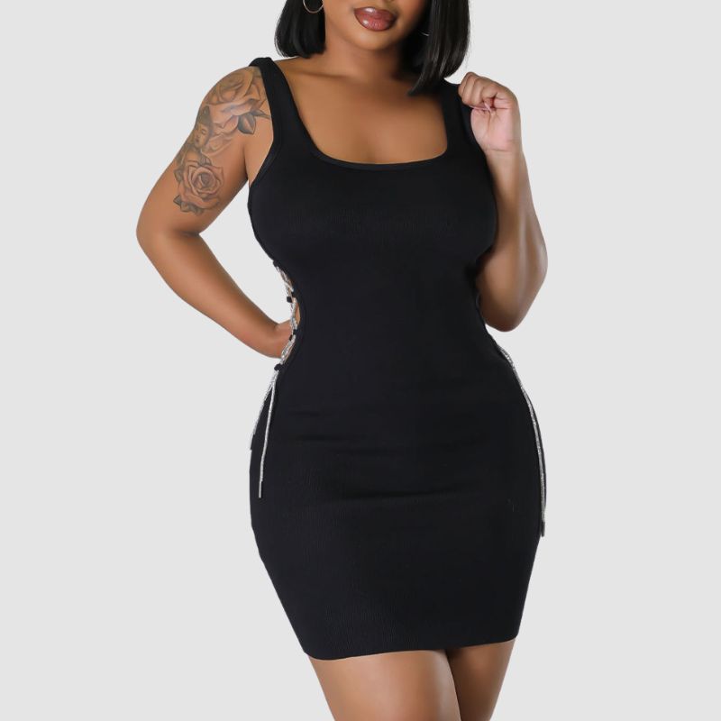 Vestido con cordón y abertura en la parte superior del tanque