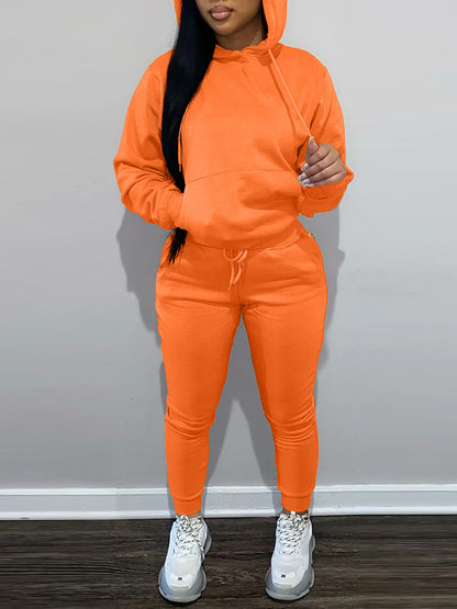 Conjunto de sudadera con capucha y pantalones deportivos con forro polar 