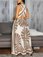 Boho Print Cross Back Maxi Dress