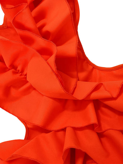 Sleeveless Crimping Backless Asymmetrical Mini Dress