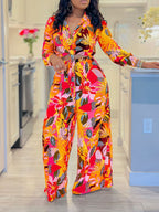 Printed Two-Piece Shirt & Wide-Leg Pants