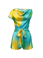 Asymmetric Tie Dye Cutout Romper