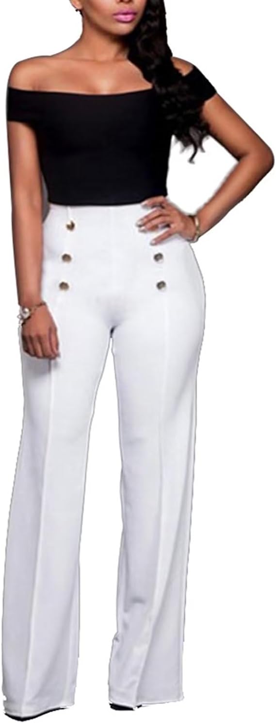 High-Waisted Wide Leg Sailor Bell Flare Pants