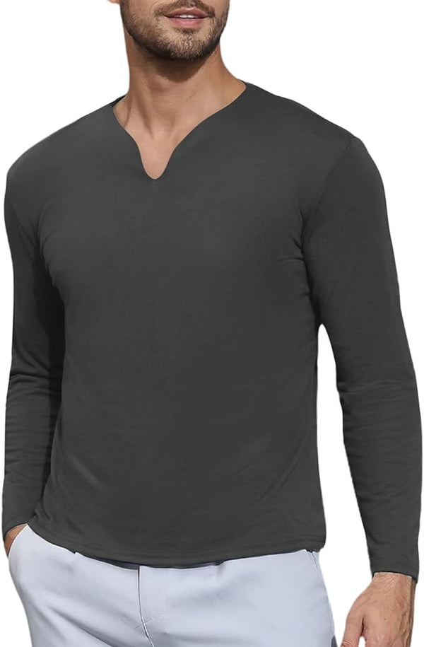 Mens Solid Color Long Sleeve T-Shirt