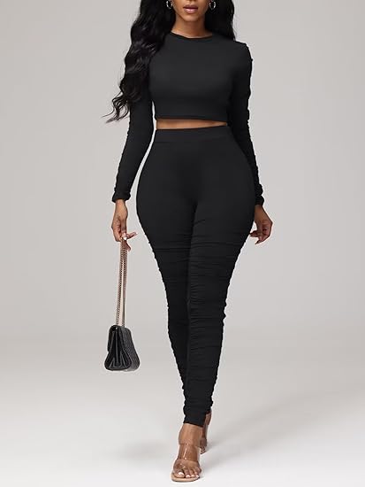 Two Piece Ruched Tops & Bodycon Pant
