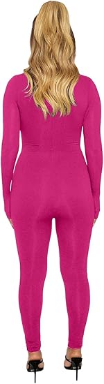 Mono ajustado de color liso con cremallera de manga larga