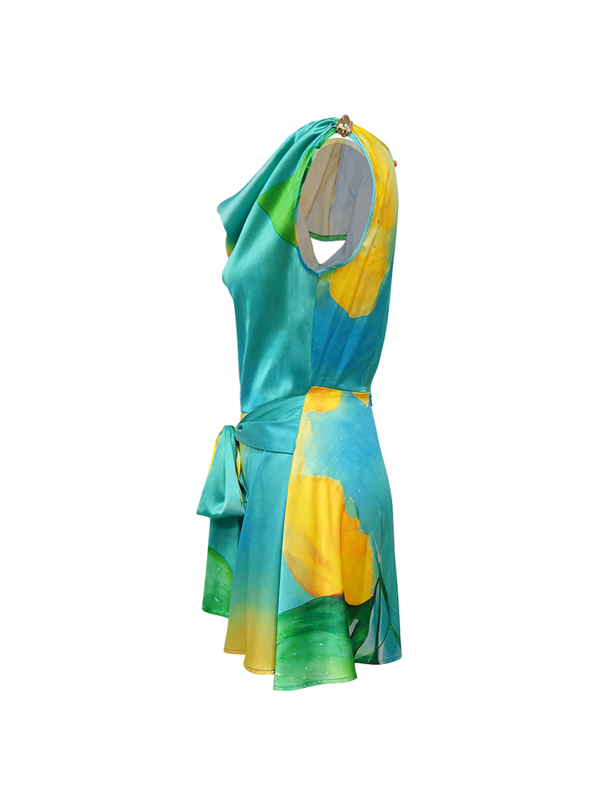Asymmetric Tie Dye Cutout Romper