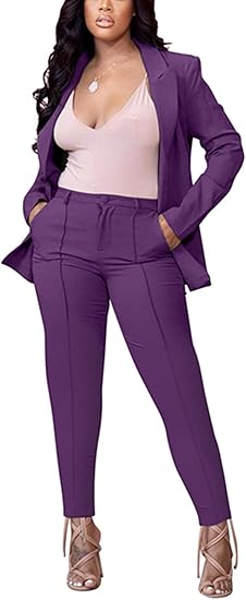 Two Piece Long Sleeve Blazer Pants Set