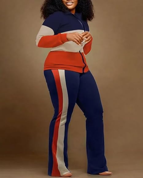 Two Piece Zipper Up Top Long Pants