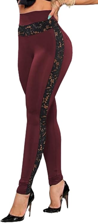 Lace Patchwork High Waisted Long Pants