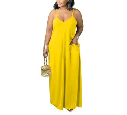 Plus Size Strap Maxi Dress With Pockets