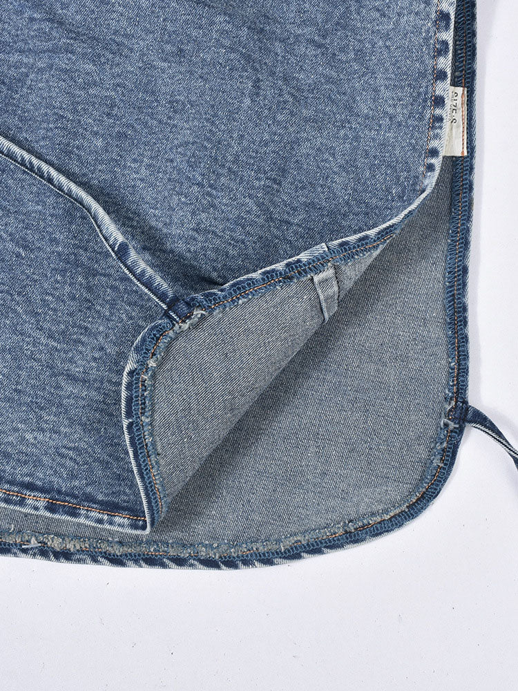 Denim Sleeveless Crop Top Mini Skirts