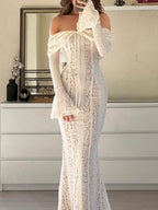 Off Shoulder Lace Maxi Dress